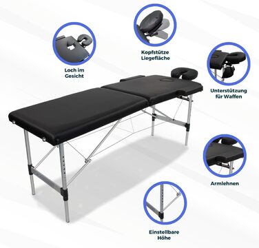 Складаний масажний стіл Mobiclinic CA-01 Light, алюмінієвий каркас, екошкіра, регульована висота, 186x60 см, 2-секційний, з підголівником, для фізіотерапії, навантаження до 250 кг, портативний, у комплекті чохол