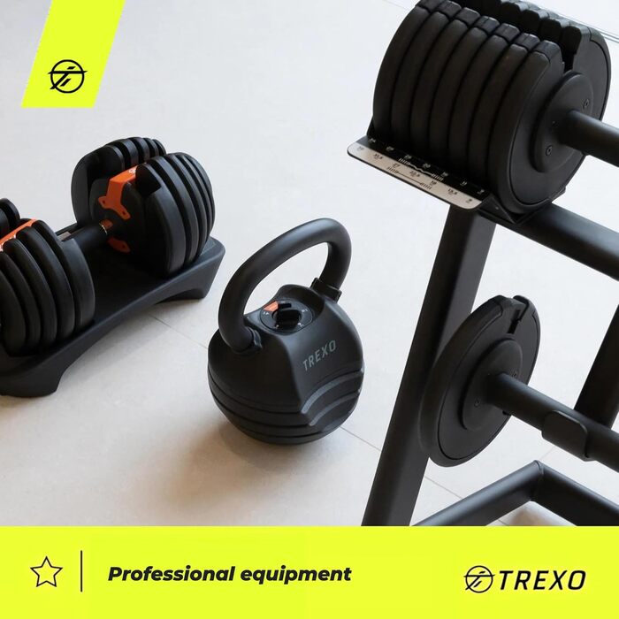 Регульована гиря TREXO з чавуну 4-14 кг, для кросфіту та фітнесу, чорна