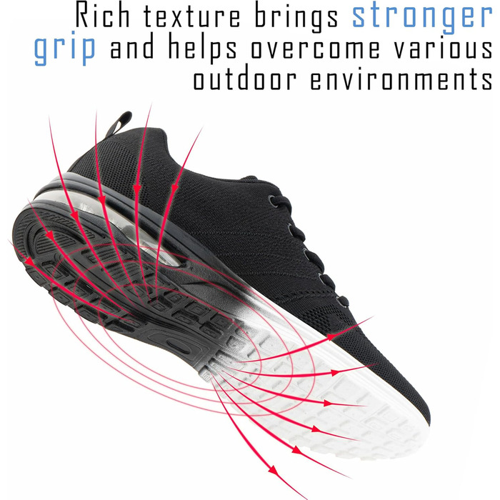 Спортивні кросівки Hitmars для чоловіків та жінок з повітряною подушкою, розмір 36-48, 44 EU, чорно-білі