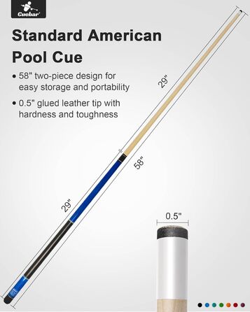 Набір київ для більяру CUEBAR (2 шт.), 147 см, для дорослих, з імітацією шкіри, 2 кольори та ваги