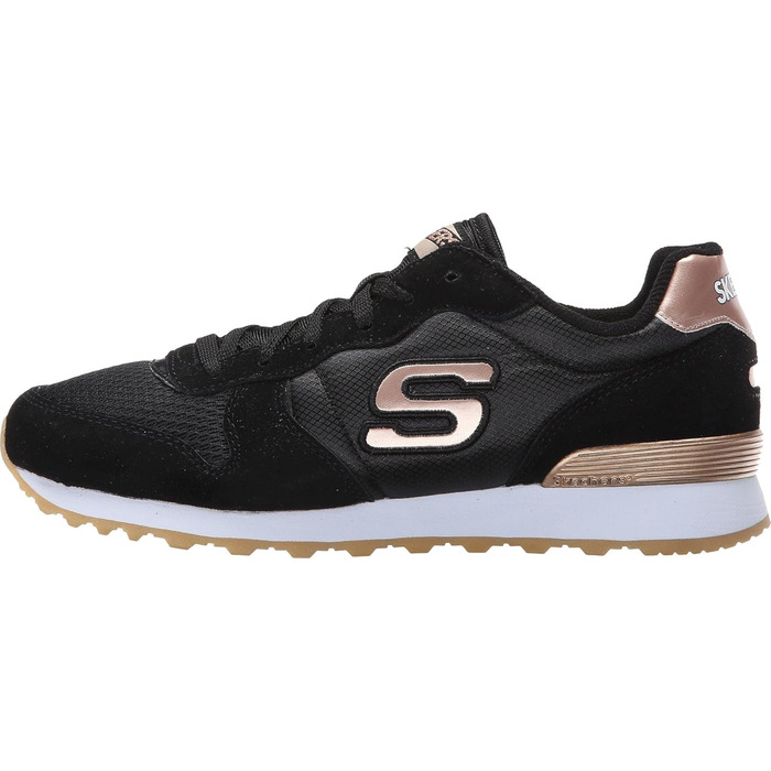 Кросівки жіночі Skechers OG 85 Goldn Gurl чорні замша/нейлон/сітка з золотистою окантовкою (37.5 EU)