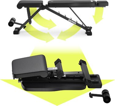 Спортивна лава ZIPRO для дому: 7 положень, навантаження до 300 кг, тренажер для пресу та спини, чорний колір