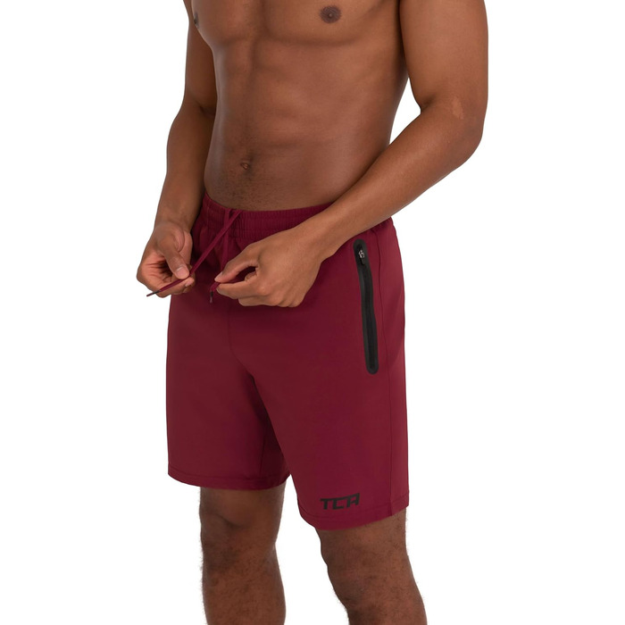 Шорти спортивні чоловічі короткі TCA - чоловічі шорти для занять спортом з кишенями на блискавці, червоні