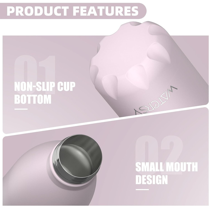 Термос-пляшка для спорту WATERSY 500 мл, нержавіюча сталь, дитяча, з подвійними стінками, чорна, без BPA