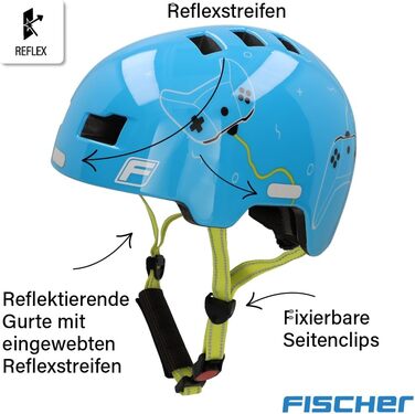 Дитячий велосипедний шолом FISCHER BMX з LED підсвіткою, для велосипеда, самоката та екстремальних видів спорту