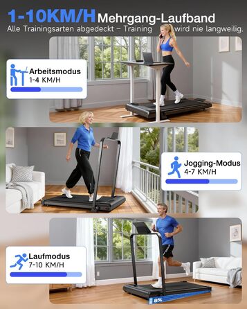 Бігова доріжка для дому HomeFitnessCode з нахилом та електроприводом - компактний тренажер Walkpad до 10 км/год, чорний