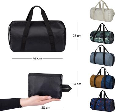 Спортивна сумка Baagl для дітей, хлопчиків та підлітків – компактна, складана, 22 л (чорний)