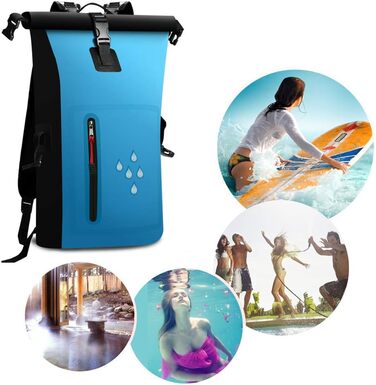 SCHITEC Водонепроникний рюкзак Dry Bags 25L з рол-топ закриттям для подорожей, каякінгу, рафтингу, риболовлі, кемпінгу та пляжу (Блакитний)