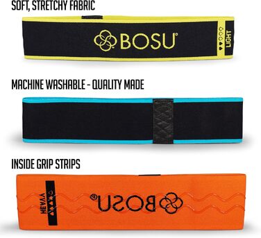 Еластичні стрічки Bosu для фітнесу (3 шт.), різнокольорові