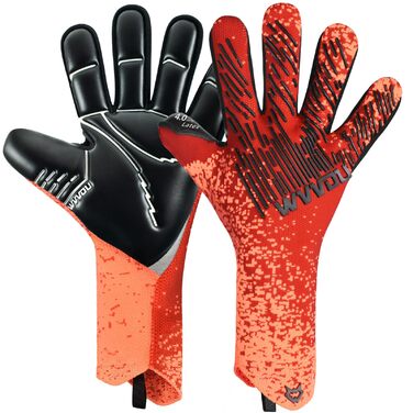 Воротарські рукавиці WVVOU для футболу, 4+3мм Latex Super Grip, дихаючі, помаранчеві, розмір 7