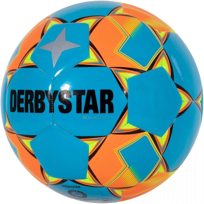 М'яч для пляжного футболу Derbystar Beach V22, синьо-жовто-оранжевий, розмір 5