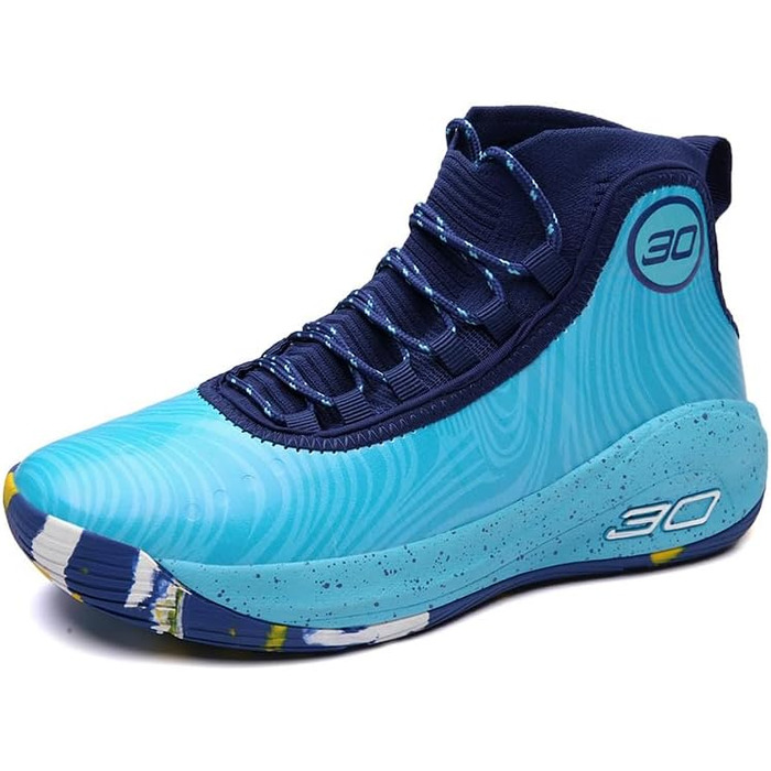 Баскетбольні кросівки для чоловіків, високі, дихаючі, з неслизькою підошвою, для тренувань у залі та на вулиці, білі (сині, 35 EU)