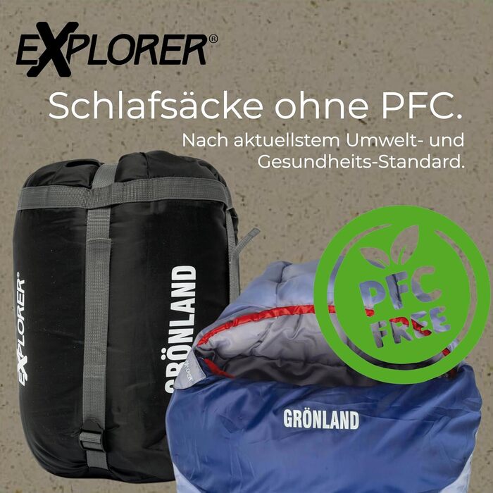 Сплячий мішок EXPLORER® GRÖNLAND -23°C -5°C, 3-4 сезони, зимовий, для дорослих, 230x82x55 см, блакитний