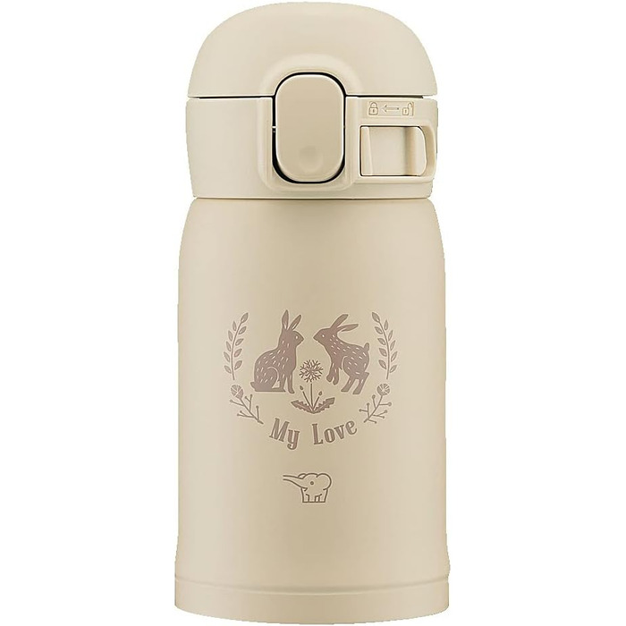 Термос-бутилка Zojirushi SM-WP24-CM, 0,24 л, нержавіюча сталь, бежевий, на кнопці, герметичний