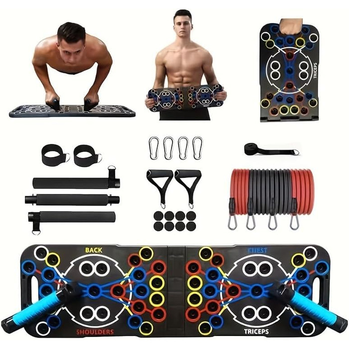 Багатофункціональна дошка для віджимань на 54 отвори — тренажер для м'язів грудей, рук та преса для дому, підходить для чоловіків та жінок