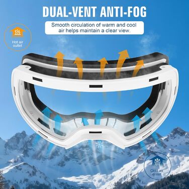 Скі-маска Suoso OTG для чоловіків та жінок - скі-окуляри з UV-захистом, антизапітніння, сумісні з шоломом, чорно-синій