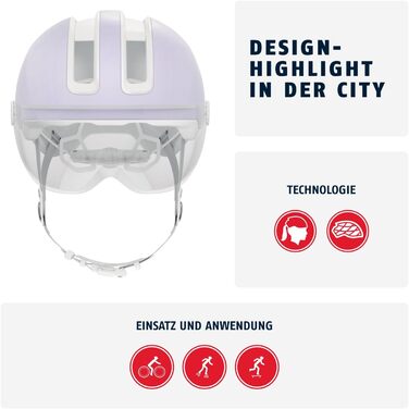 Велосипедний шолом ABUS Stadthelm HUD-Y ACE з візором і магнітним LED-ліхтарем для чоловіків і жінок