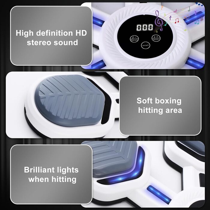 Музичний бокс-машина Wandmodell з Bluetooth, LED, 9 режимів і швидкостей, з боксерськими рукавичками для дітей і дорослих