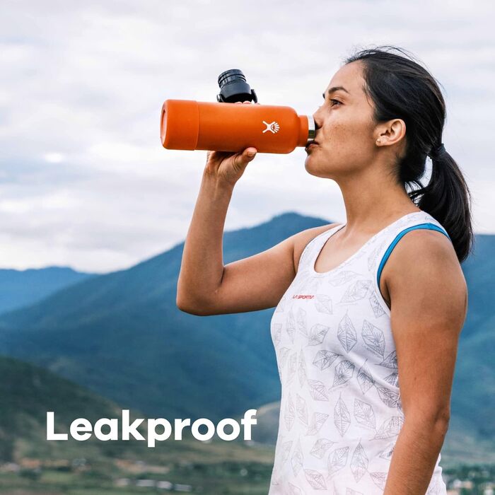 Термобутилка HYDRO FLASK 532 мл з нержавіючої сталі, вакуумна, спортивна, із широкою горловиною, кришкою Flex Cap та ремінцем, Laguna, підходить для посудомийки