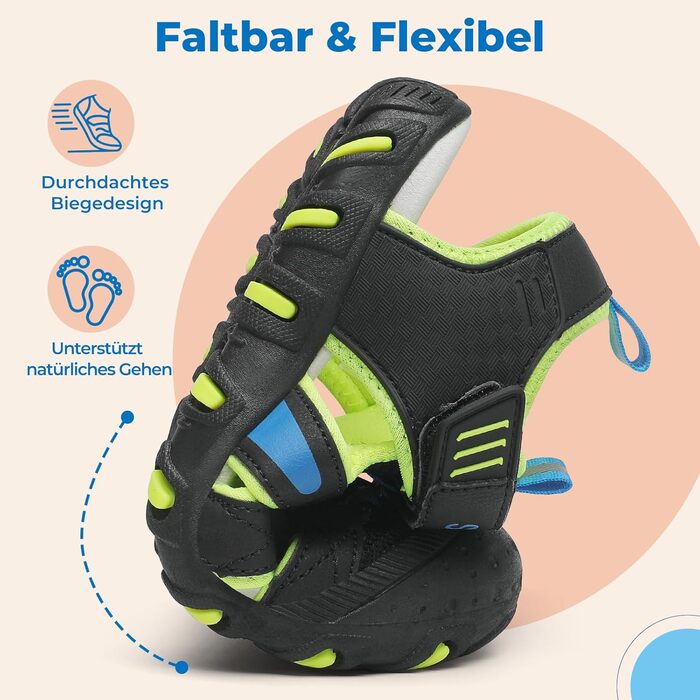 Сандалі дитячі SAGUARO закриті трекінгові для хлопчиків, літні вуличні, чорні, розмір 27 EU