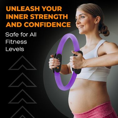 Кільце для пілатесу MANTRA SPORTS: тренажер для м'язів тазу та стегон, фітнес-кільце для дому, тренажер для ніг, стегон та сідниць, для жінок та чоловіків, кольори: бірюзовий та фіолетовий (для зросту 150-175 см)
