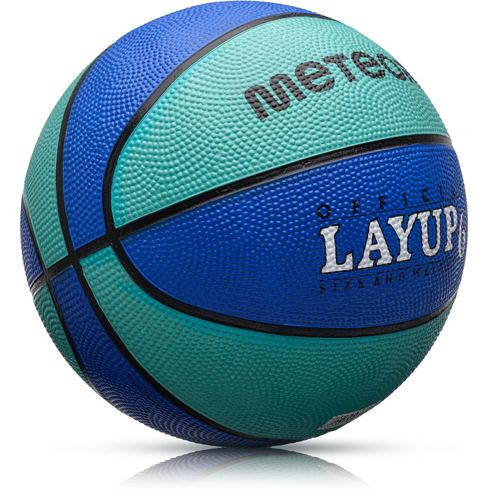Дитячий баскетбольний м'яч Meteor Layup Kinder Mini, розмір 7 (для чоловіків), розмір 6 (для жінок), блакитний. Підходить для дітей 4-8 років, ідеальний для тренувань. М'який, з надійним зчепленням.