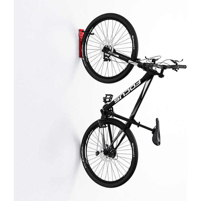 WELLGRO Тримач для велосипеда на стіну - сталевий кронштейн, гачок, стійка - колір на вибір (червоний)