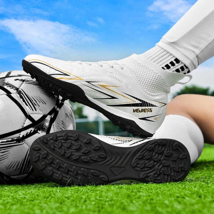 Черевики для футболу чоловічі та дитячі з високим верхом, бутси для занять футболом, залу, тренувань (білий, 41 EU)