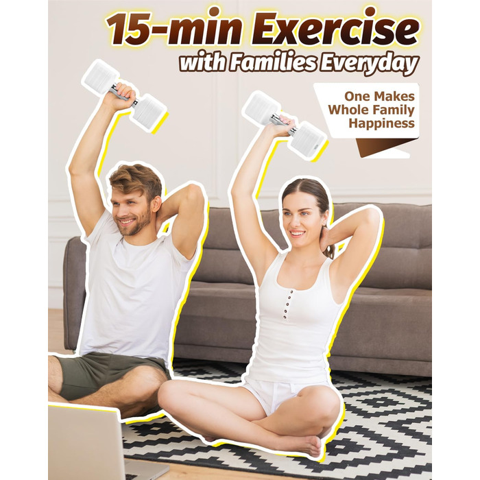 Набір гантелей Fragraim 5 кг x 2 (регульовані) для фітнесу вдома, силові тренування, обладнання для жінок та чоловіків (білі)