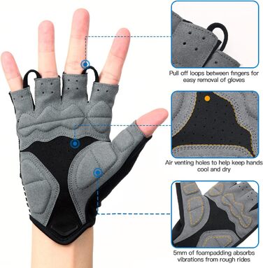 Рукавички велосипедні Souke Sports гелеві, дихаючі, антиковзні, чорні, унісекс