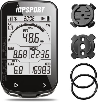 Велокомп'ютер GPS iGS50E бездротовий, водонепроникний, сумісний з датчиком швидкості, каденсу та пульсу (датчики продаються окремо) - Чорний