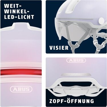 Велошолом ABUS Stadthelm HUD-Y ACE з візором і LED-підсвіткою для чоловіків і жінок, магнітний, акумуляторний ліхтар