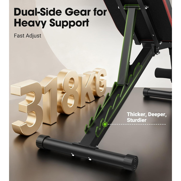 Тренувальна лава FLYBIRD багатофункціональна, 8 положень спинки/3 положення підніжки, вантажопідйомність 300-318 кг, складана, для дому, чорно-червона