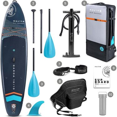 Надувний SUP-борд Movino Garda Allround 10'10' (330x81x15см) 2в1, комплект, до 150 кг, Navy-Orange