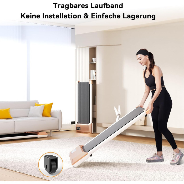 Бігова доріжка Walking Pad Lacuffy 2,5 к.с. для дому, до 136 кг, з керуванням через додаток, тренуваннями та мультиплеєрними забігами (золота, 80 см)