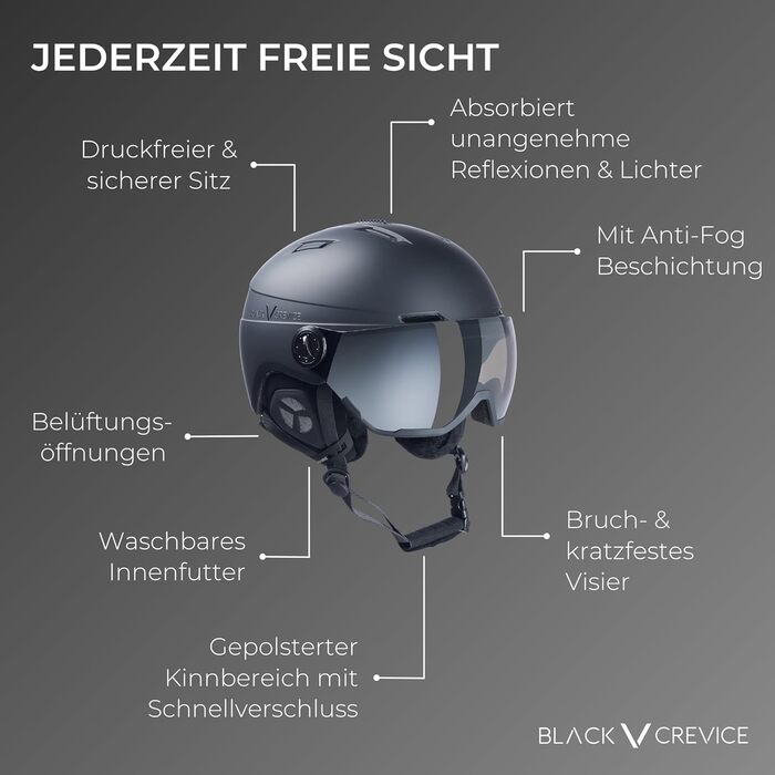 Шолом гірськолижний Black Crevice Calgary з візором, Gun mat/Silver, S/M (54-57 см)