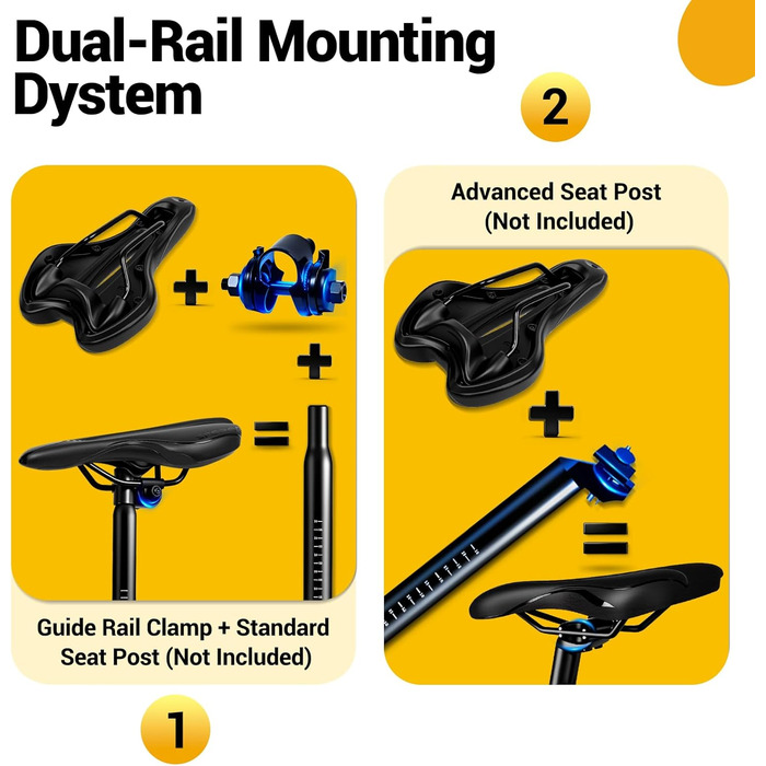 Зручний велосипедний сідло для чоловіків та жінок: широке, м'яке, гелеве, ергономічне. Підходить для MTB, Trekking, шосе, велотренажера, E-Bike. 27x16 см