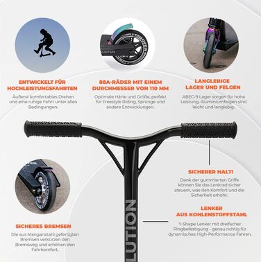 Скутер RAVEN для трюків та стрибків: 100 мм колеса, підшипники ABEC-9, алюмінієві диски | для дітей та дорослих