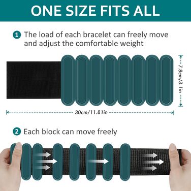 Регульовані вантажні манжети на зап'ястя та кісточки, комплект 2 шт (по 0,5 кг), преміум-силіконові браслети, підходять для йоги, пілатесу, домашнього фітнесу, танців, плавання, бігу, кардіо, силових тренувань, зелені
