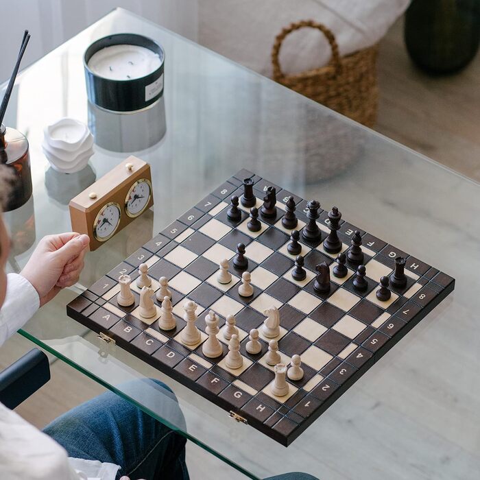 Турнірні шахи з дерева Master of Chess, шахівниця 42 см, фігури Стаунтон №4, шахівниця з випаленими та бруньованими полями, преміум якість