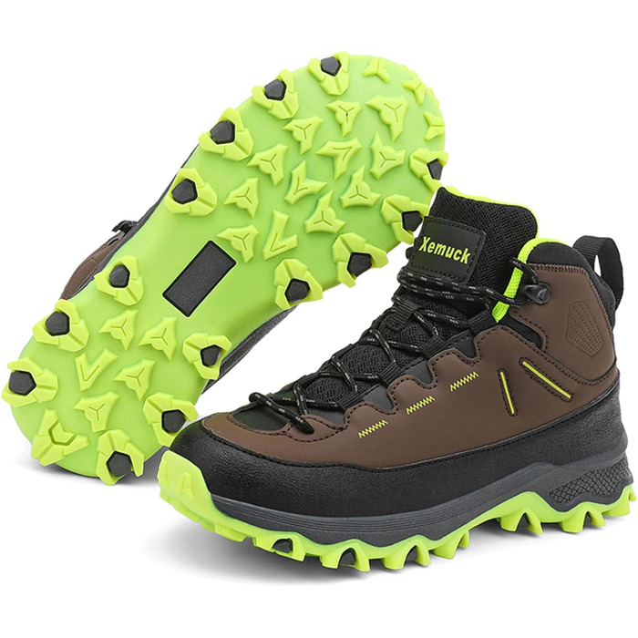 Дитячі трекінгові черевики Kinder: зручні чотирисезонні черевики для піших прогулянок (EU 30-39, коричнево-зелені)