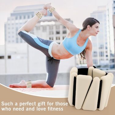 Набір вантажів для зап'ястя та гомілковостопного суглоба (2 шт., по 0.45 кг) – регульовані вантажі, силіконові браслети для жінок та чоловіків, для бігу, джоггінгу, ходьби, йоги, танців, пілатесу, бежеві