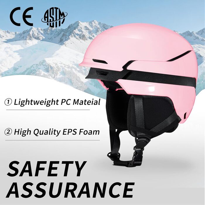 Шкільний шолом для сноуборду та лиж DXH811 з маскою та змінними навушниками, унісекс, захист від УФ, регульований, матовий рожевий (L)