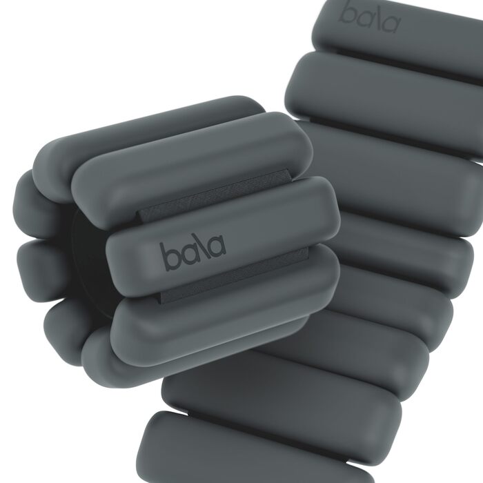 Набір обважнювачів для рук та ніг Bala Bangles (0.9 кг) — регульовані силіконові браслети для фітнесу, йоги, пілатеса та кардіо, колір Charcoal