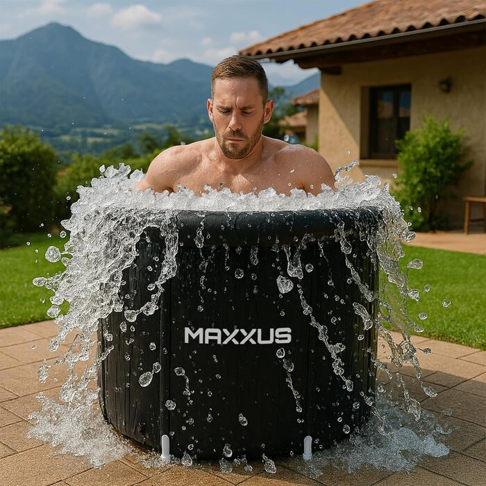 MAXXUS Eisbad XL – надувна криотонна для дому, 450л, з кришкою та насосом, 90 см Ø, для дорослих та спортсменів