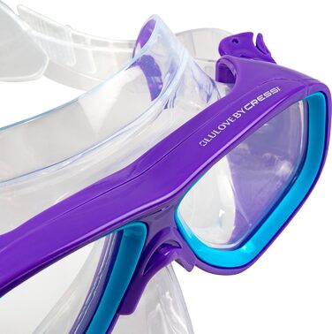 Набір Cressi Junior Rocks Kids для дітей 3-8 років: маска, сухий снорк, ласти та сітчаста сумка (S/M, 26/32, фіолетовий/блакитний)