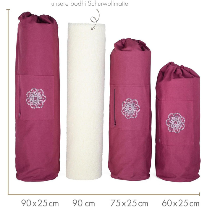 Сумка для йога-килимка Bodhi SURYA Cotton XL бавовняна з мандалою, фіолетова, 75 см