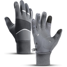 Велосипедні рукавички зимові для чоловіків та жінок, водонепроникні, сенсорні, неслизькі, вітрозахисні, для їзди на велосипеді, бігу та катання на лижах, сірі L