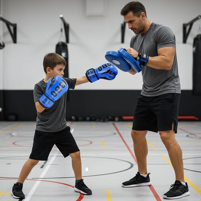 Боксерські рукавички для дітей 3-12 років, 6 oz, синій. Рукавички для спарингу та тренувань, PU шкіра