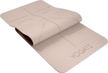 Йога мат YOGATI: неслизький, товстий, з позначками для вирівнювання, для пілатесу та фітнесу (колір: коричневий)